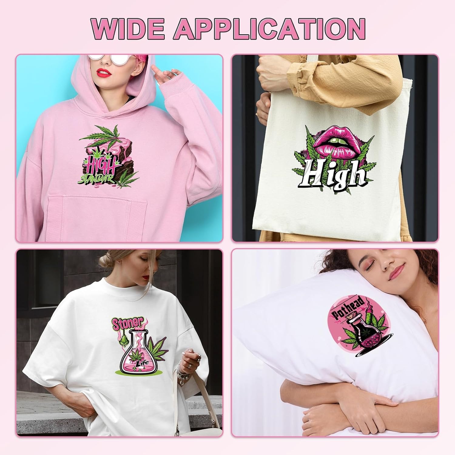 "DTF Transfers Ready to Press - 30Pcs Weeds Iron on Transfers for Tshirts, Pin..