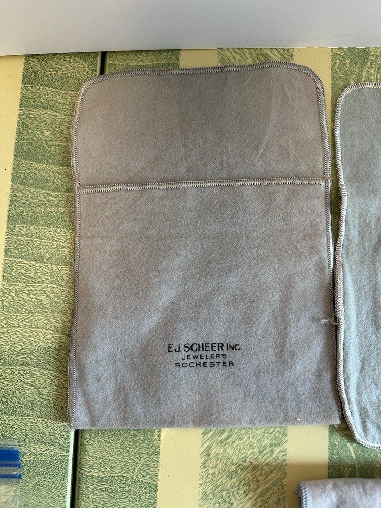 3 EJ Scheer Anti Tarnish Roll-up Flatware & Drawstring Storage Bag Silver Lot #1