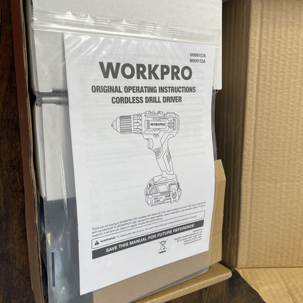 Workpro 20v Cordless Drill Driver Set Grey