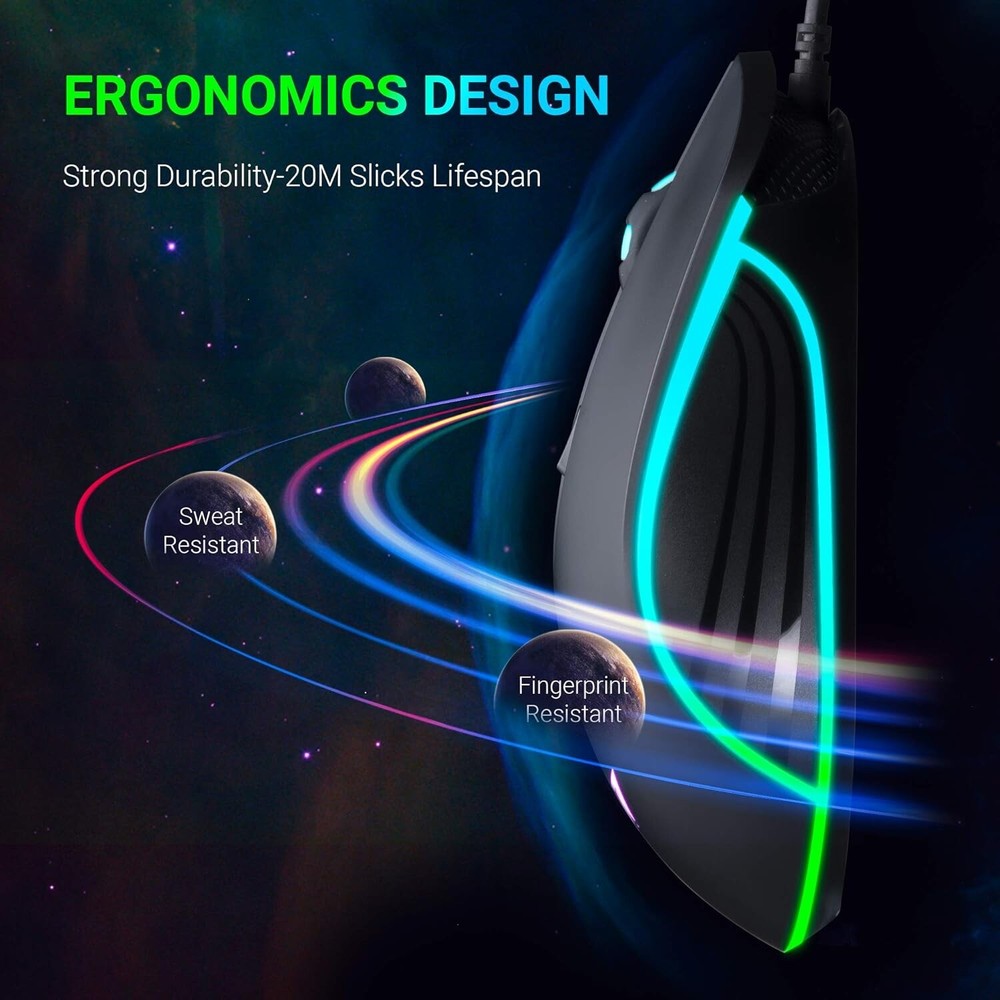 Abkoncore Astra M30 USB Wired Gaming Computer Mouse Max 3500 DPI 8 Button-A1