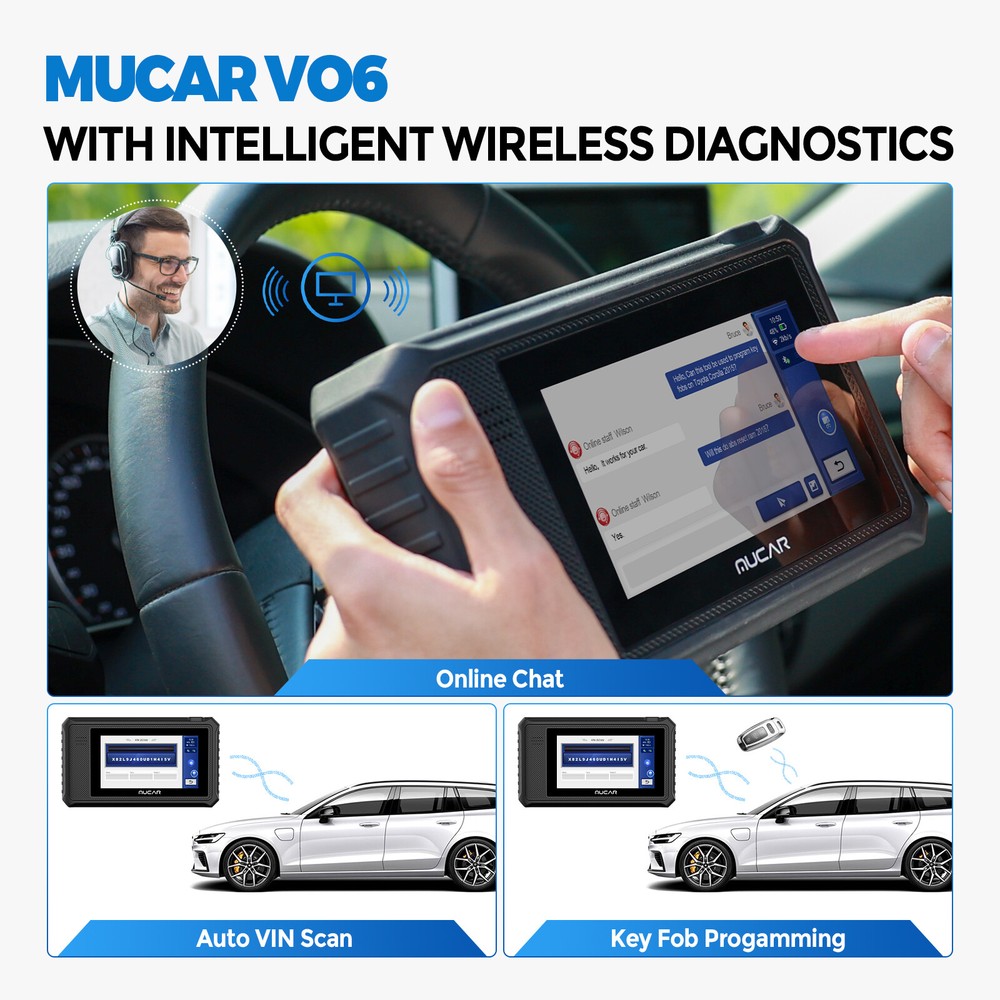 MUCAR VO6 All Systems Auto Diagnostic Scanner OBD2 Scanner E-CU Coding 28 Resets