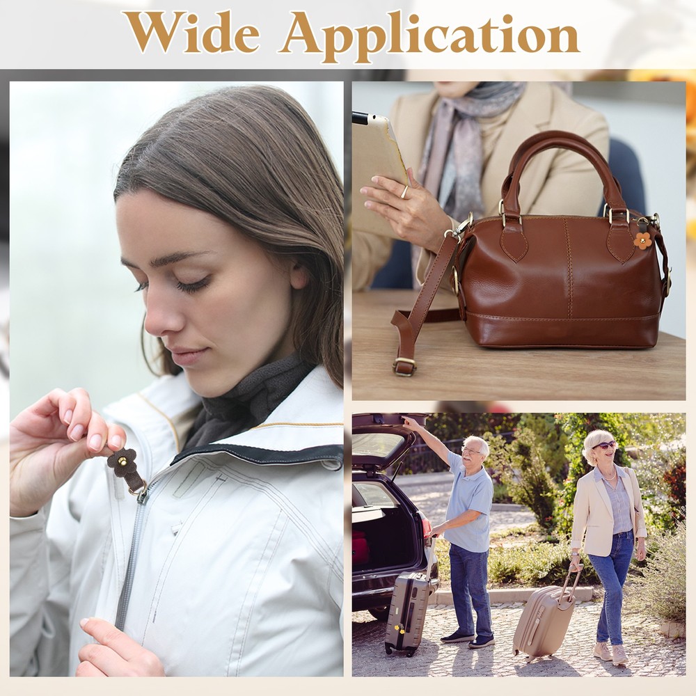 5Pcs Leather Zipper Pull, 1.38" Zip Puller Flower Shape(Yellow/Gold)