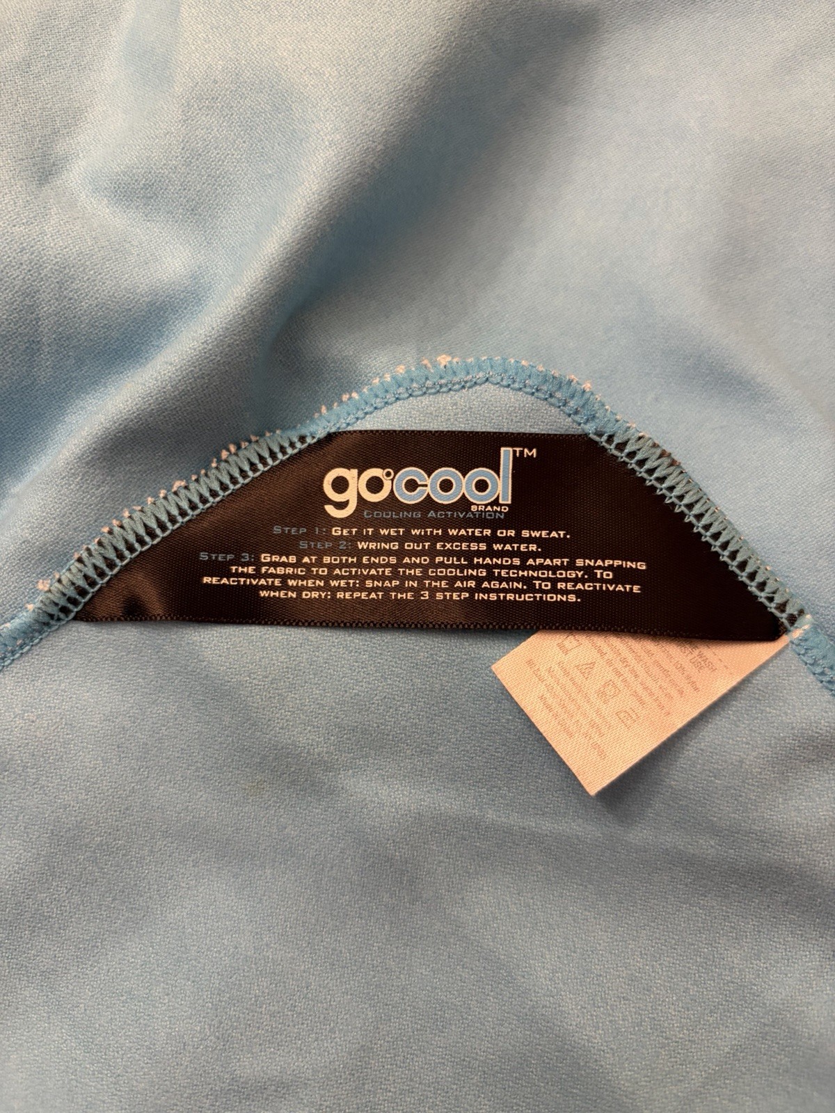 GoCool Brand Cooling Towel Wrap Blue Gym Workout Outdoor Neck Sweat 15” x 36”