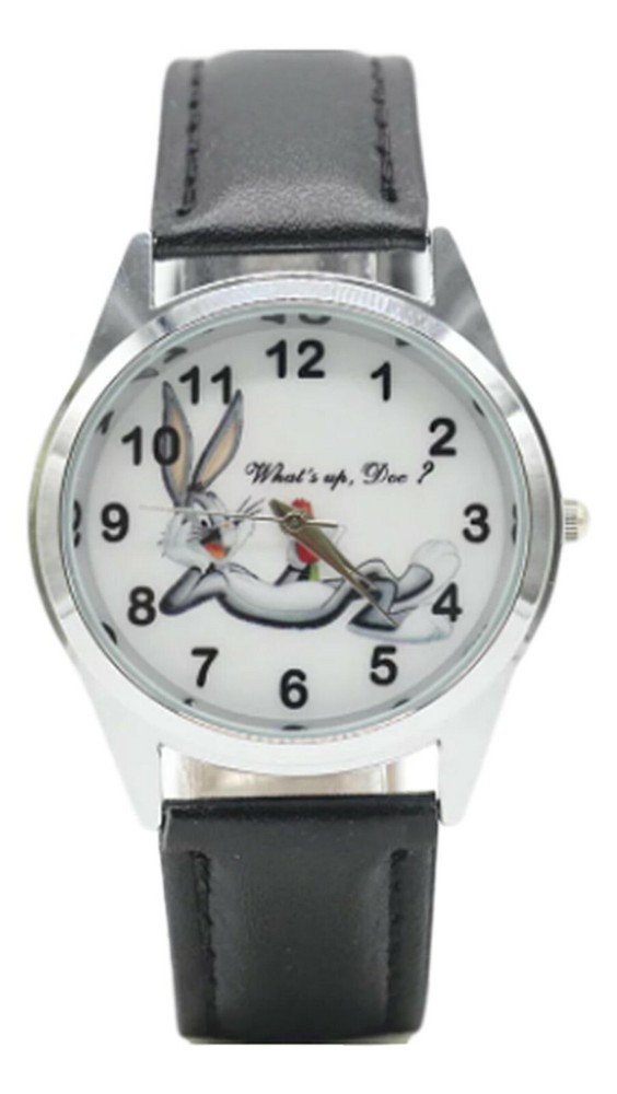 Bugs Bunny Black Leather Band Wrist Watch