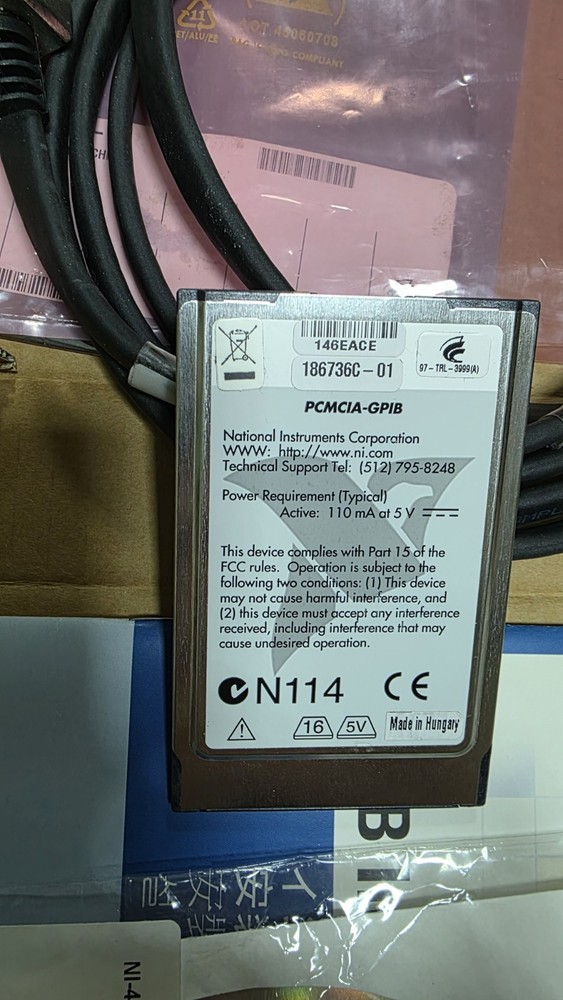 NATIONAL INSTRUMENTS PCMCIA-GPIB Interface Card with 2 Mt Latching Cable