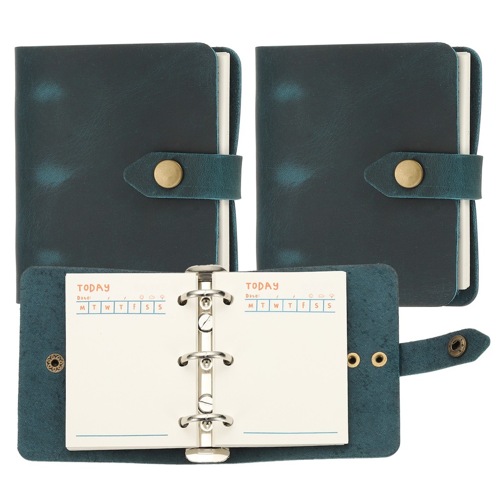 A9 Leather Journal, 2Pcs 3 Ring Notebook Binder Planner Loose Leaf, Blue