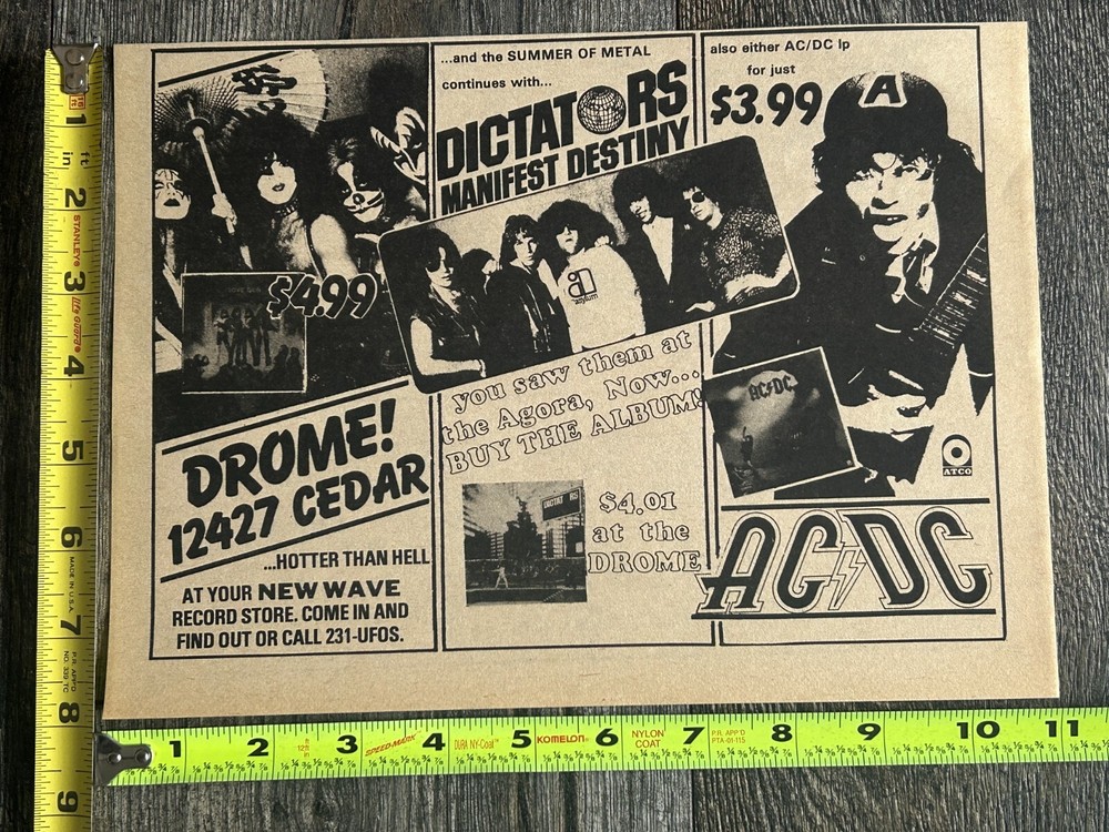 KISS Ad Advert Love Gun Vinyl Album Drome Records Ohio AC/DC Vintage Kiss Aucoin