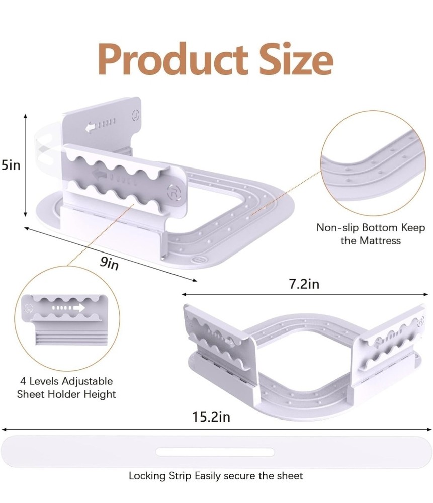 breakdark Bed Sheet Holders for Corners, Adjustable Lock Sheet Holders,...
