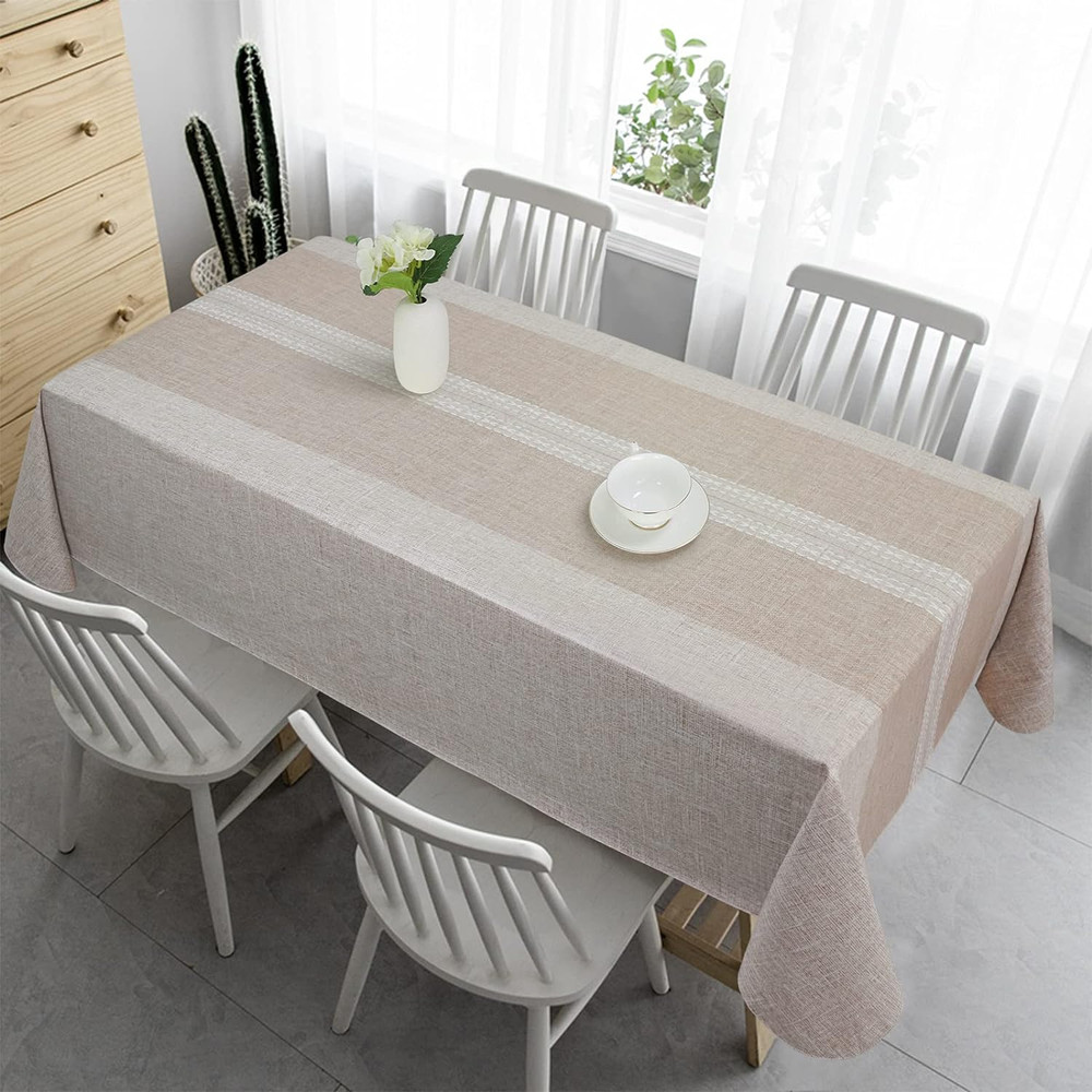 100% Waterproof Rectangle PVC Tablecloths, Vinyl Tablecloth with Flannel Backing