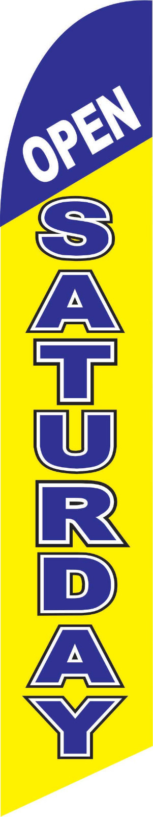 Open Saturday 12ft Feather Banner Swooper Flag - FLAG ONLY