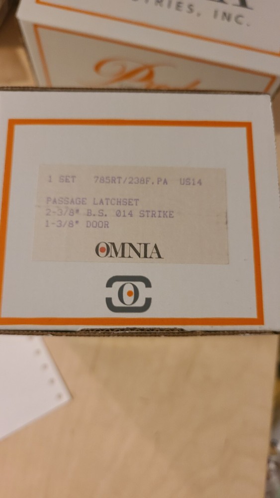 Omnia 785RT 238F PA US14 Passage Set Rectangular Rosette Polished Nickel