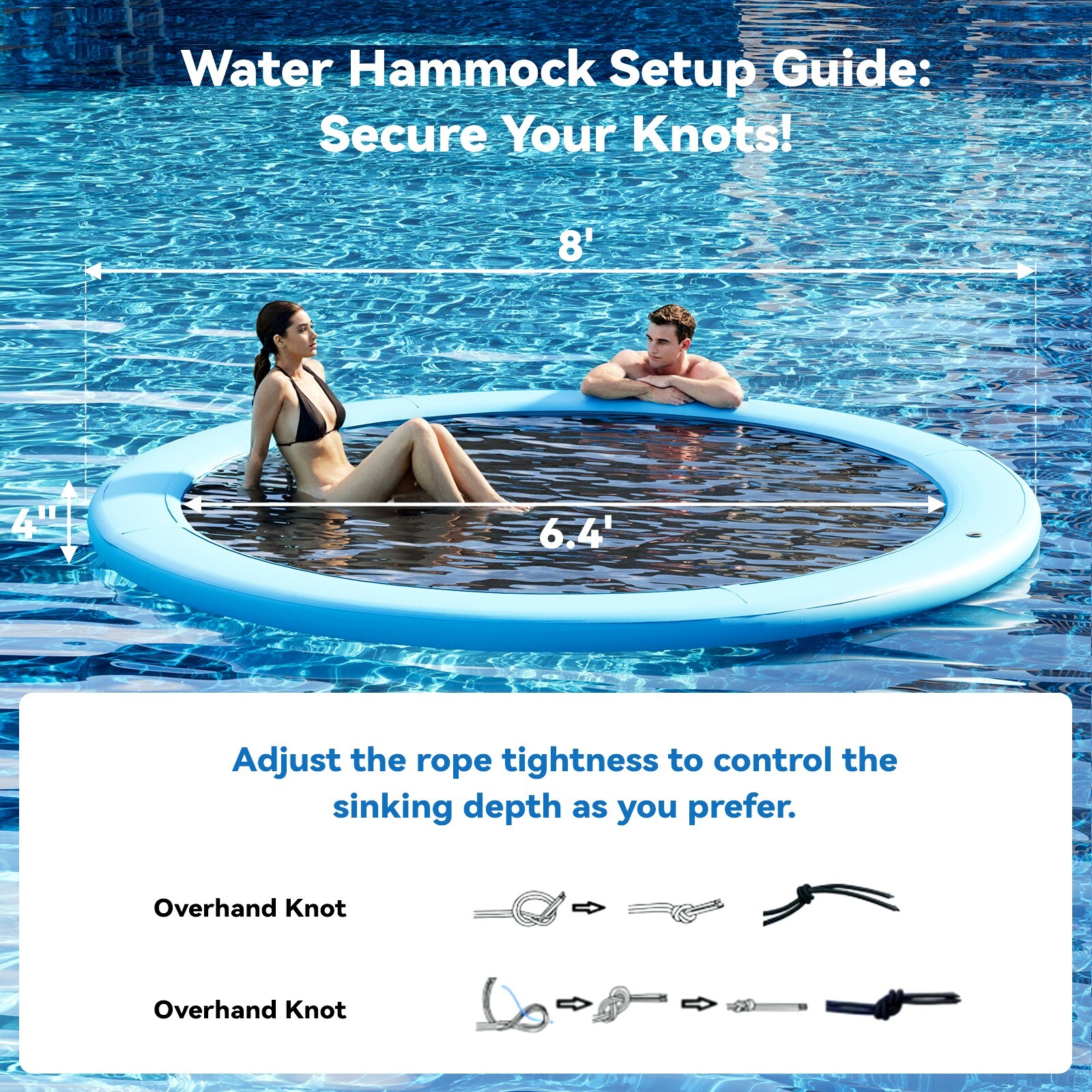 Sunchill 8FT Heavy Duty Inflatable Water Hammock, Ideal for Lakes & Oceans