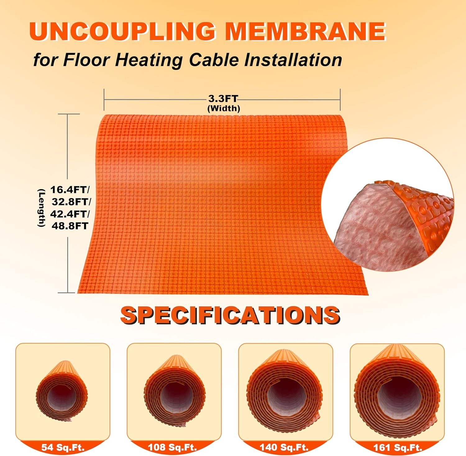 MAXKOSKO Heated Floor Uncoupling Membrane Roll Underlayment Membrane