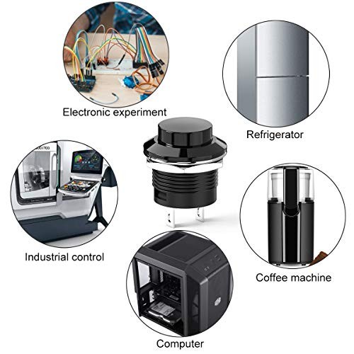 Momentary Push Button Switch Mini No Lock Round Switch AC 250V / 3A Black Cap