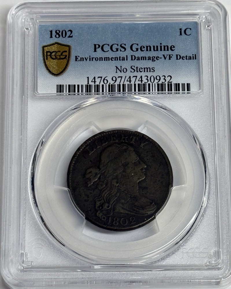 1802 large cent No Stem