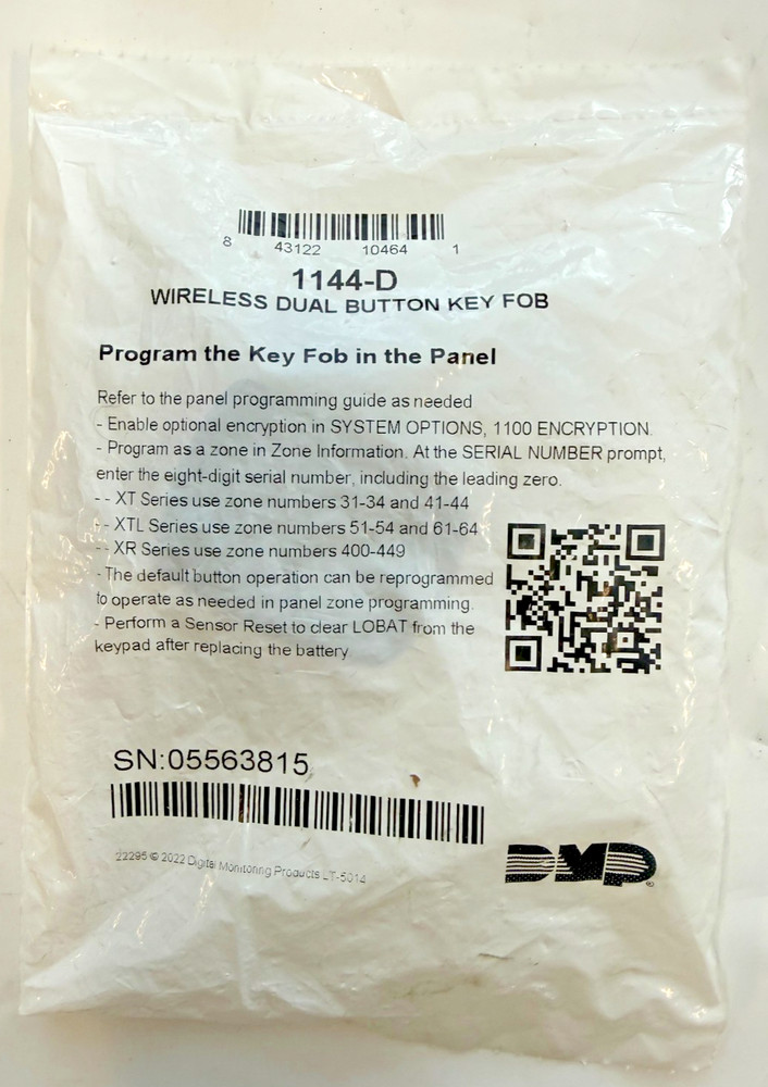 DMP 1144-D Wireless dual-button keyfob