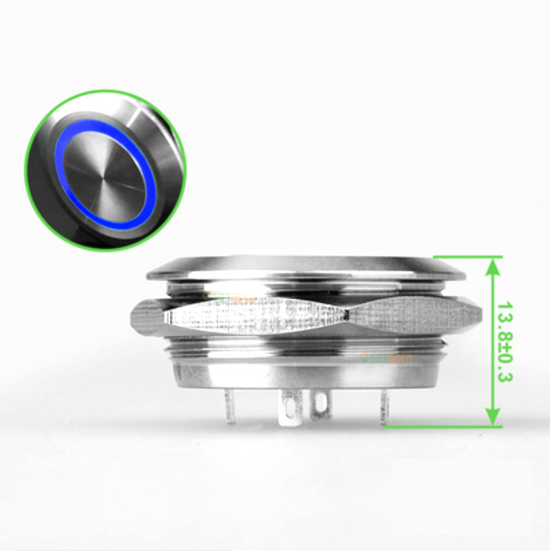 19mm Stainless steel short touch push button, momentary tact switch with Led 2A