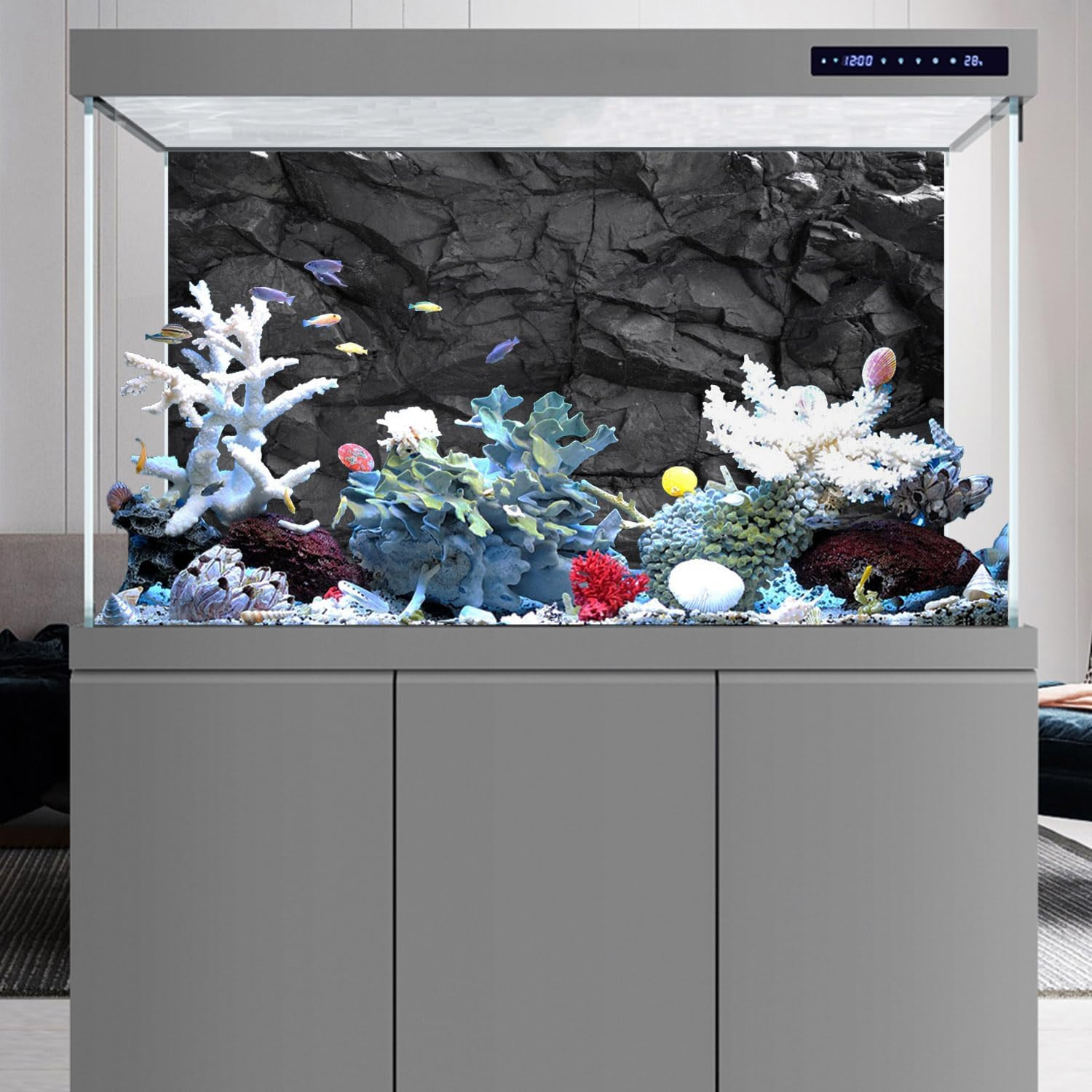 Vibrant Aquarium Background 48X18in Durable Polyester Easy Install Decor