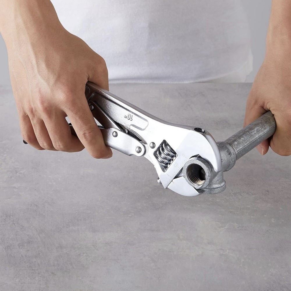 10 inch Locking Adjustable Wrench, Precision Machined, Rust Resistant