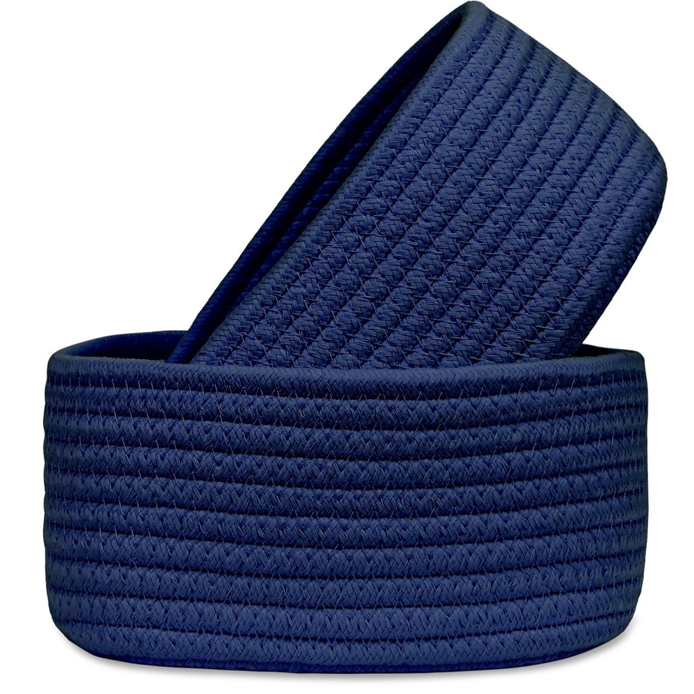 ABenkle 【2 Pack】 Small Woven Baskets, Tiny Oval Shallow Storage Baskets, Mini...