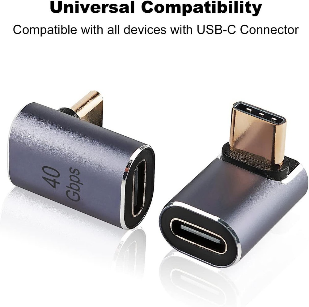 90 Degree USB C Adapter 2 Pack 100W Fast Charging Extender