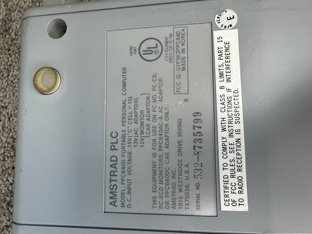 AMSTRAD PPC 640 Vintage Portable Computer