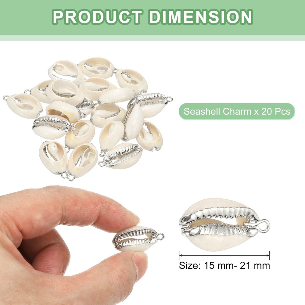 20Pcs Seashell Charm Bulk Natural Shell Pendants Silver
