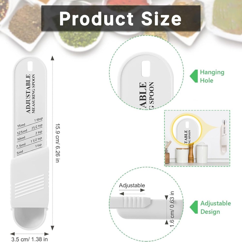 Adjustable Measuring Spoon for Dry and Liquid（White）