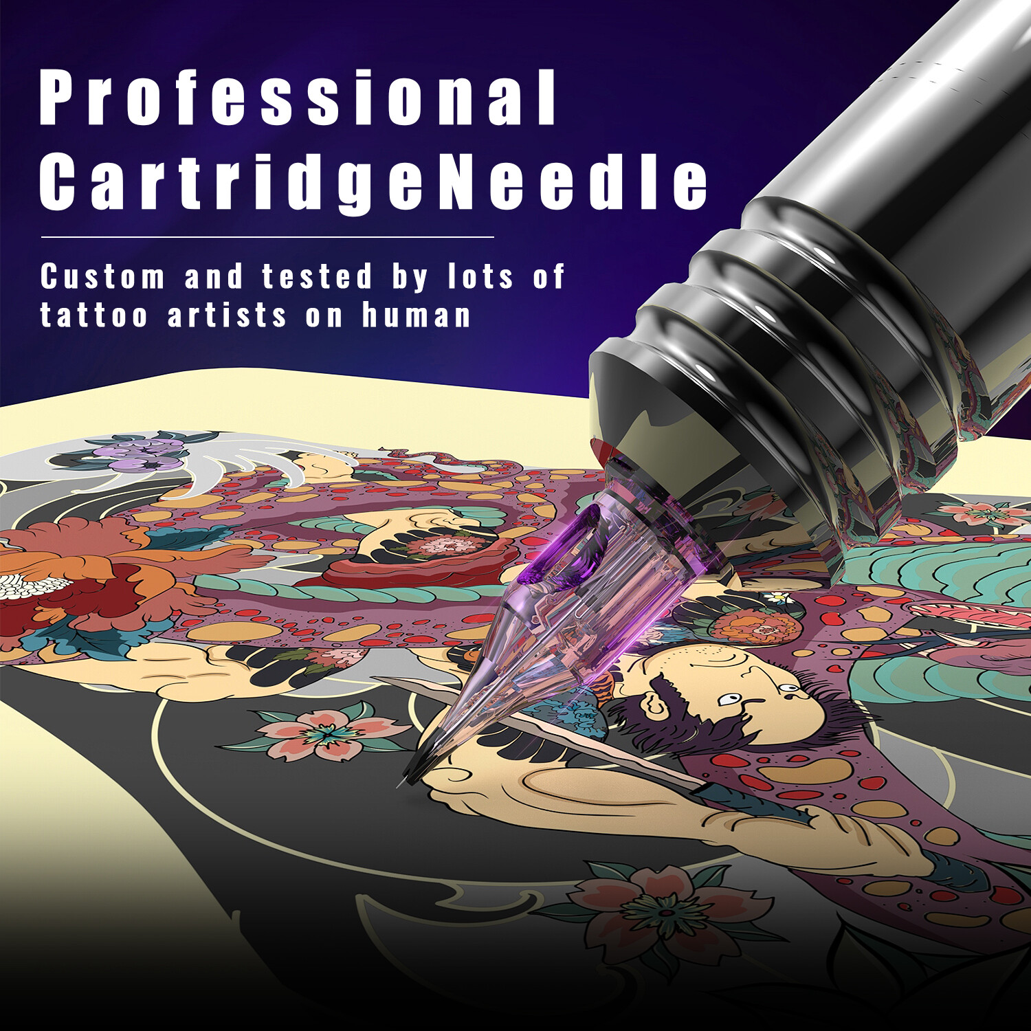 50Pcs Purple Mixed Tattoo Cartridge Needles Round Liner Set for Tattoo Machine