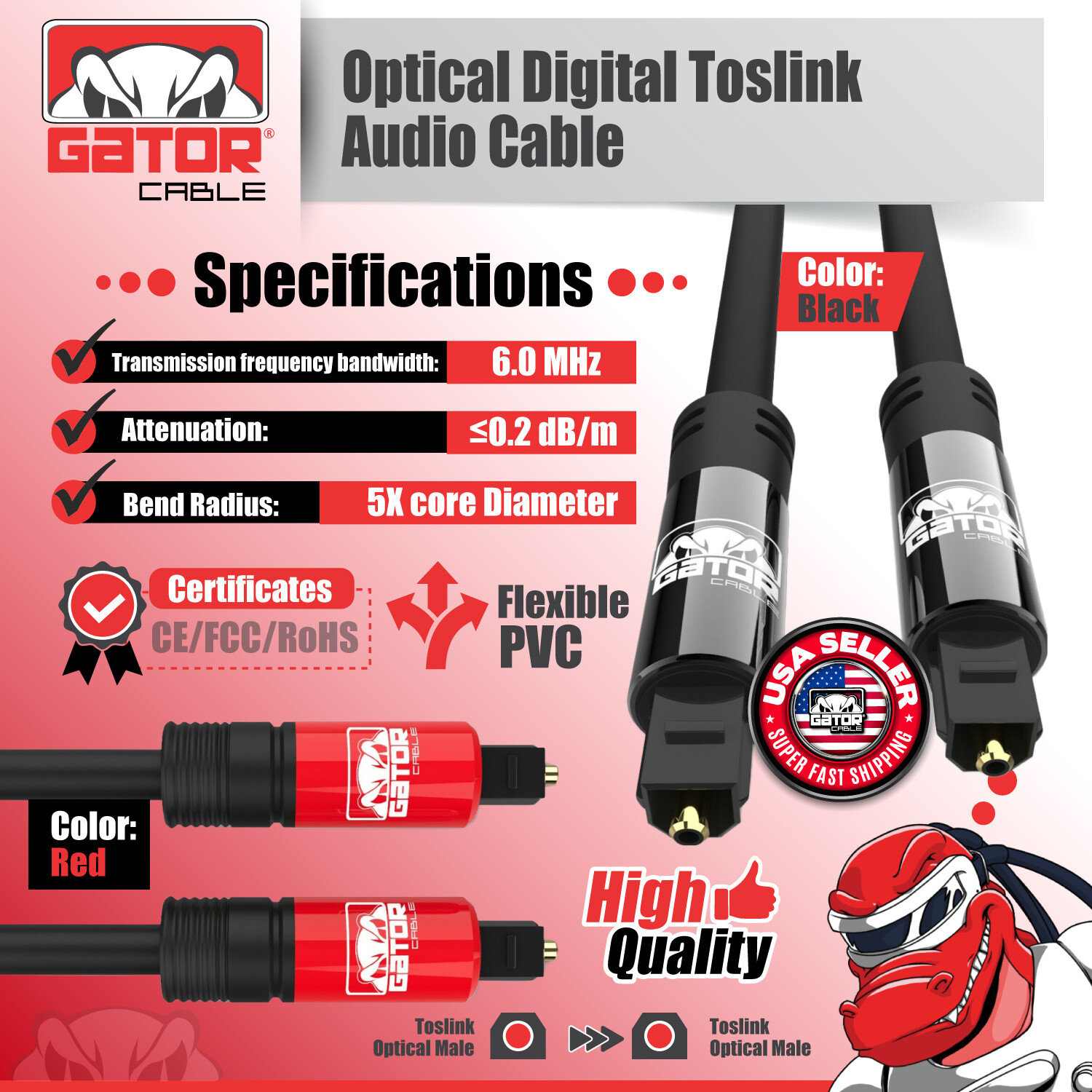 Toslink Optical Cable Digital Audio Sound Fiber Optic SPDIF Cord Wire Dolby DTS
