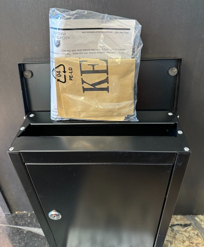Architectural Mailboxes Wall Mount Black Metal Small Lockable Mailbox-2509716 E3