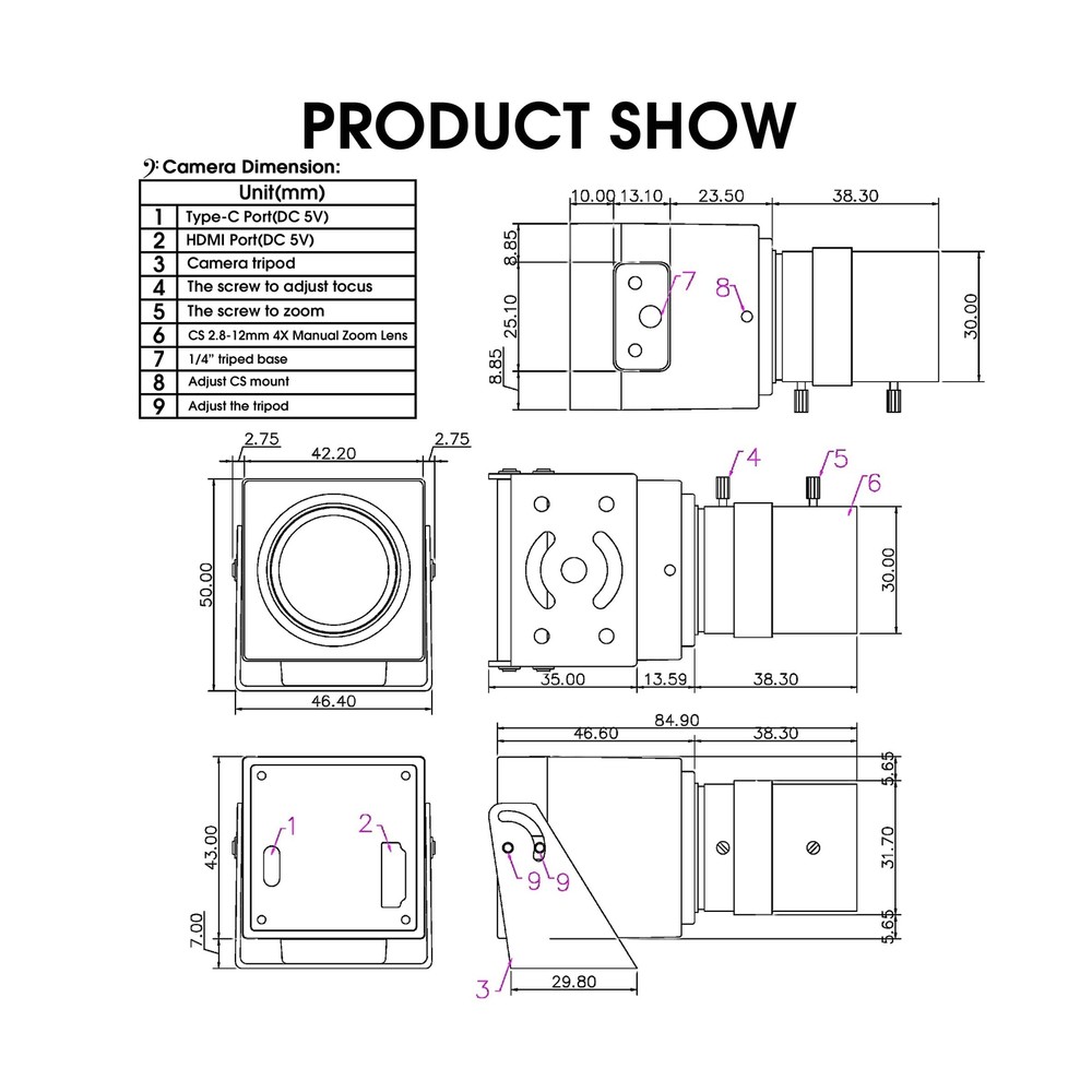HDMI USB Camera 4K Webcam Simultaneous Output Video Conference Camera 4X Opti...