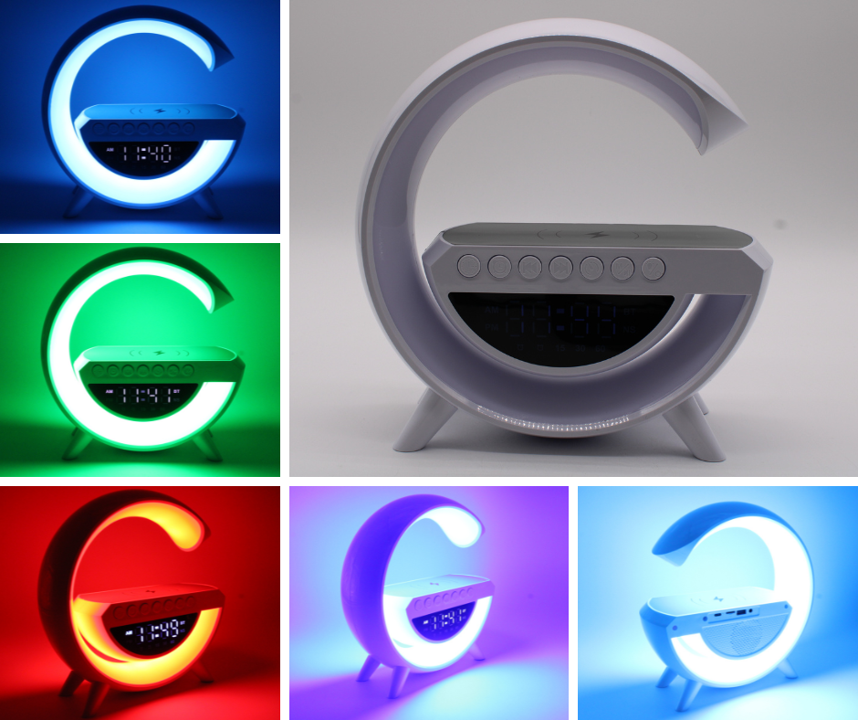 Jaspertronics™ Wireless LED Lighting-Charging Dock-Alarm Clock with Bluetooth