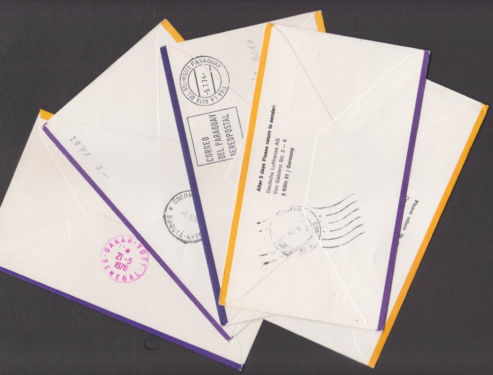 SELECTED LUFTHANSA AIRLINES FIRST FLIGHT COVER FROM DIFFERENT COUNTRIES - 10nos