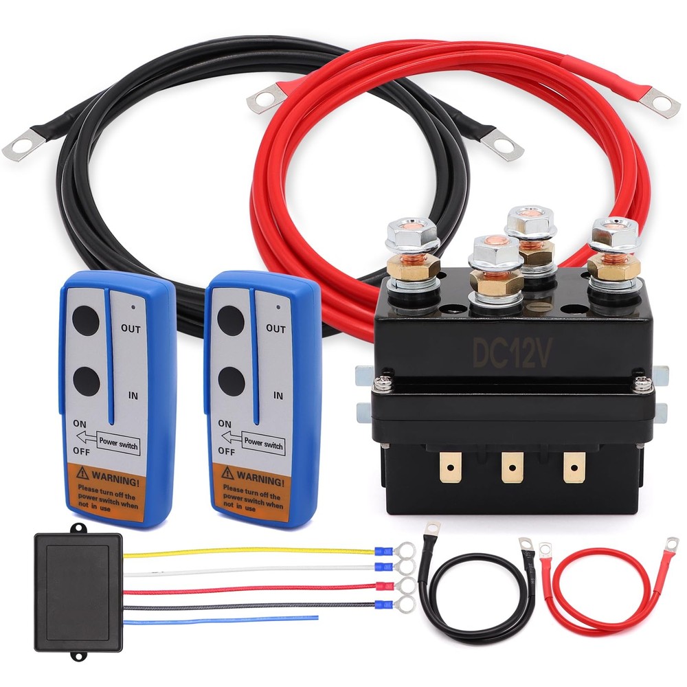 12V 250A Winch Solenoid Relay Contactor with 2Pcs Wireless W/ Controller