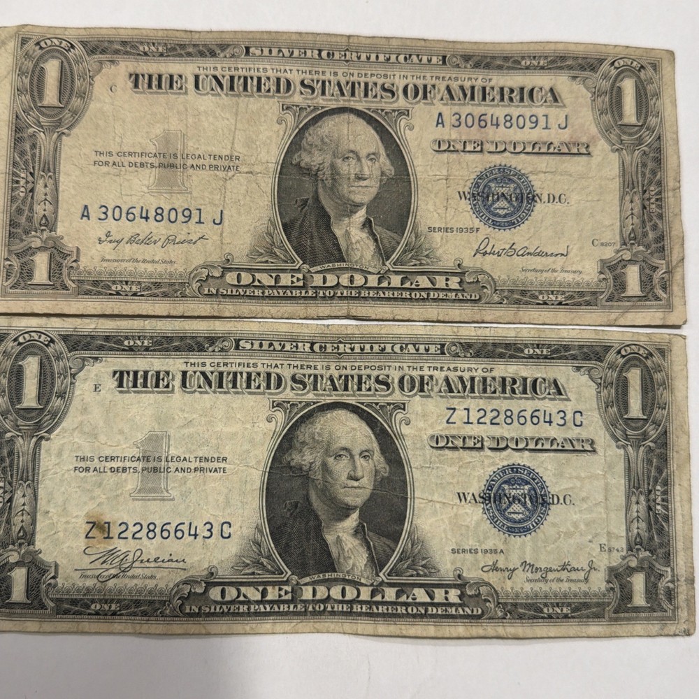 1935 $1 Silver Certificates Fair Shape (2) D314