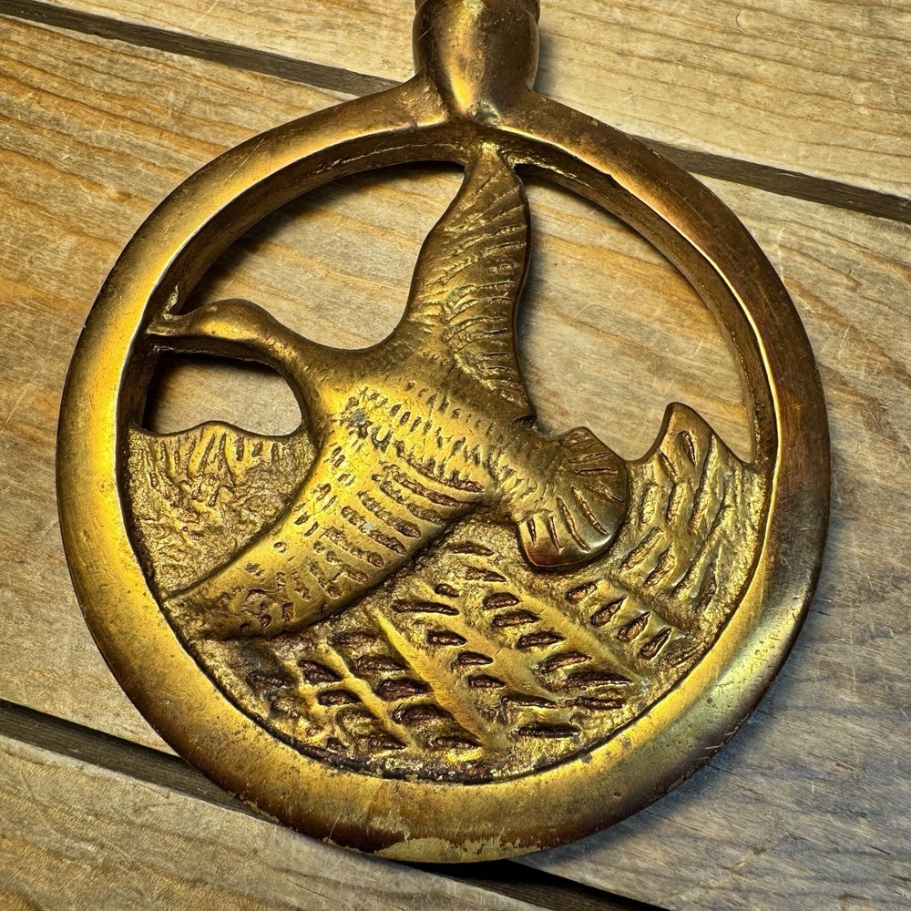 Brass Duck Flying Chimney Flue Damper Handle Pull Fireplace Hook Heavy