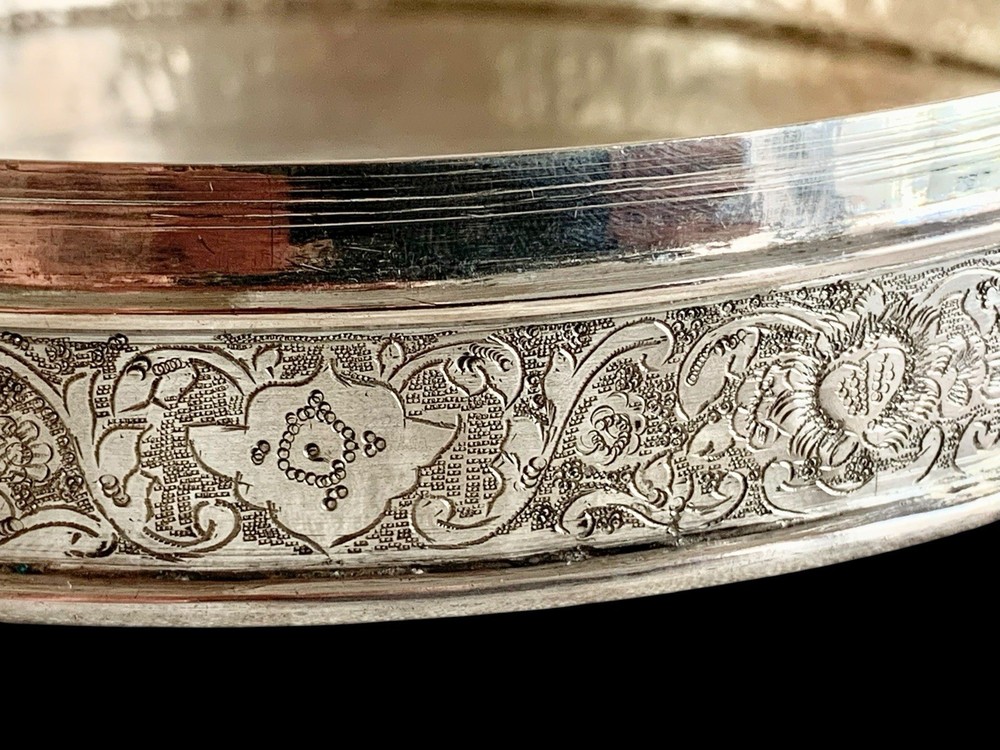 Antique Islamic Perisan Solid Silver 84 Box Engraved Galamzani Signed