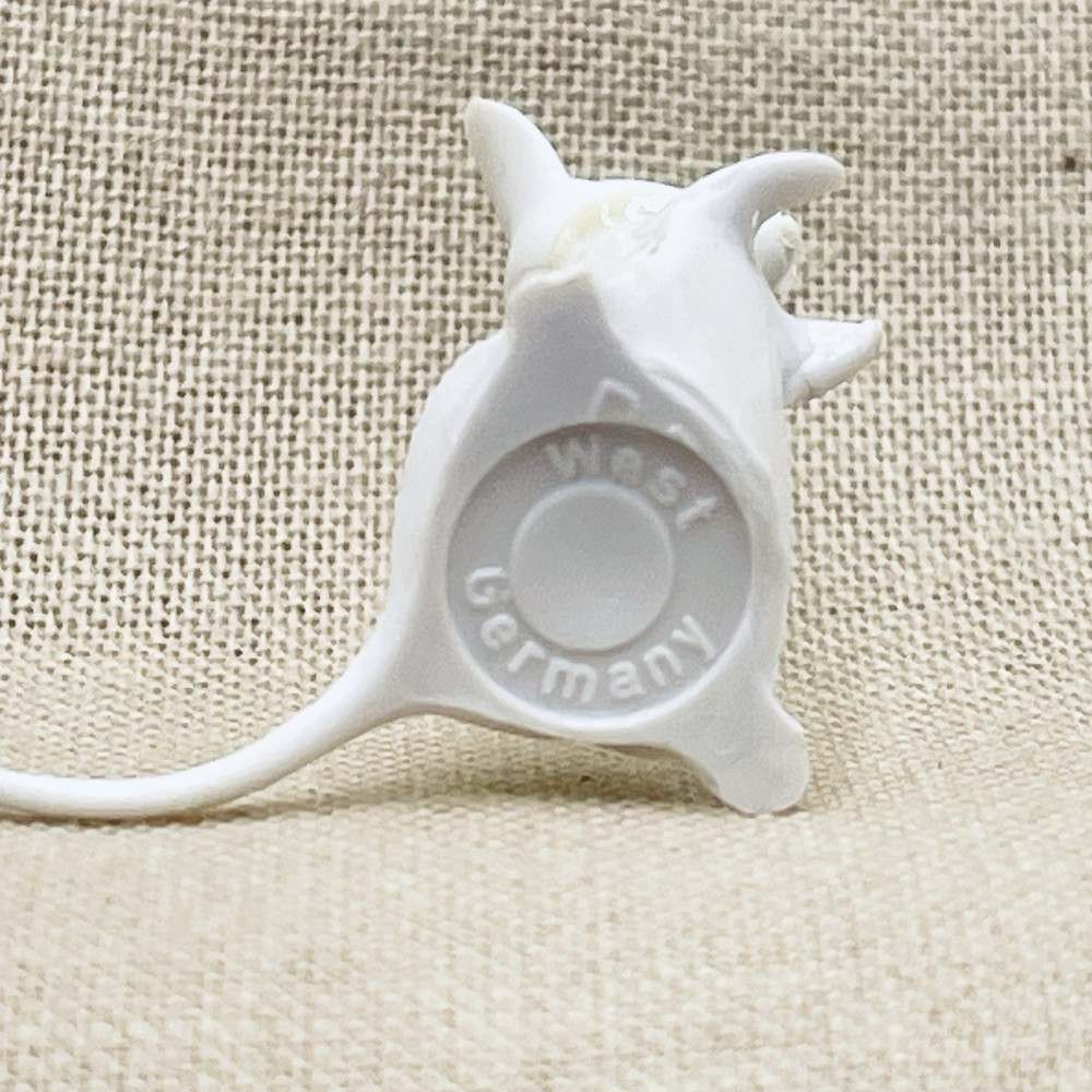 Vintage Miniature Mini Small Plastic West Germany White MOUSE & CHEESE Figurine