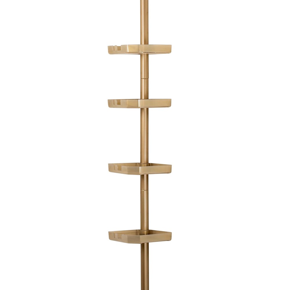 4 Tier Tensions Corner Shower Caddy | Shelves | Adjustable 48“-101” | Bathroo...