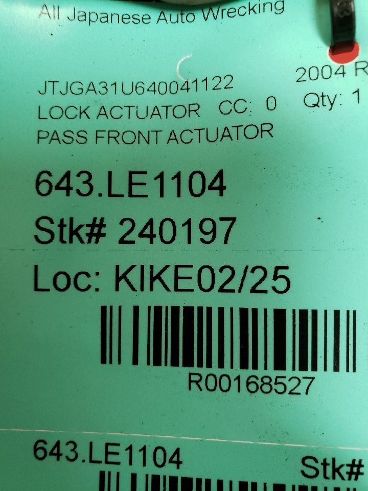 RX330 2004 Lock Actuator 168527
