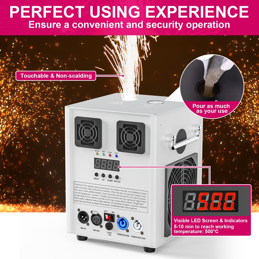 2X700W Sparkler Firework Cold Spark Machine Flame Sparker Machine Wedding+Case