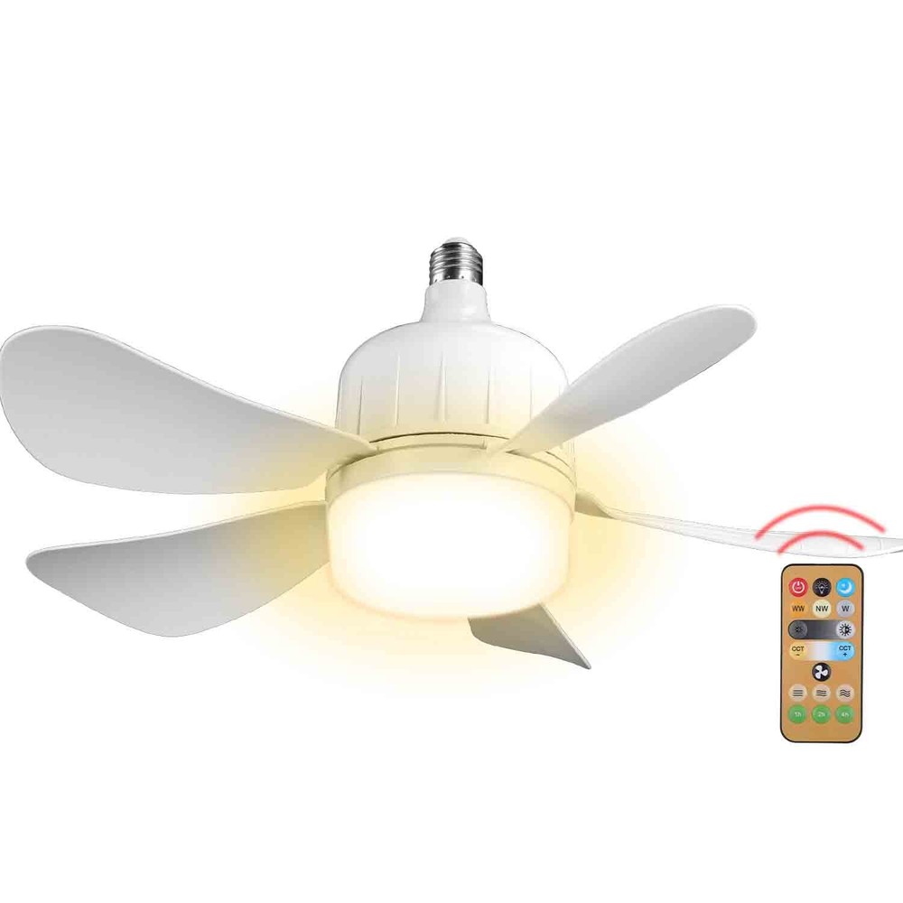 3-Speed Socket Fan Light with Remote & Socket 6 Blades Light Socket