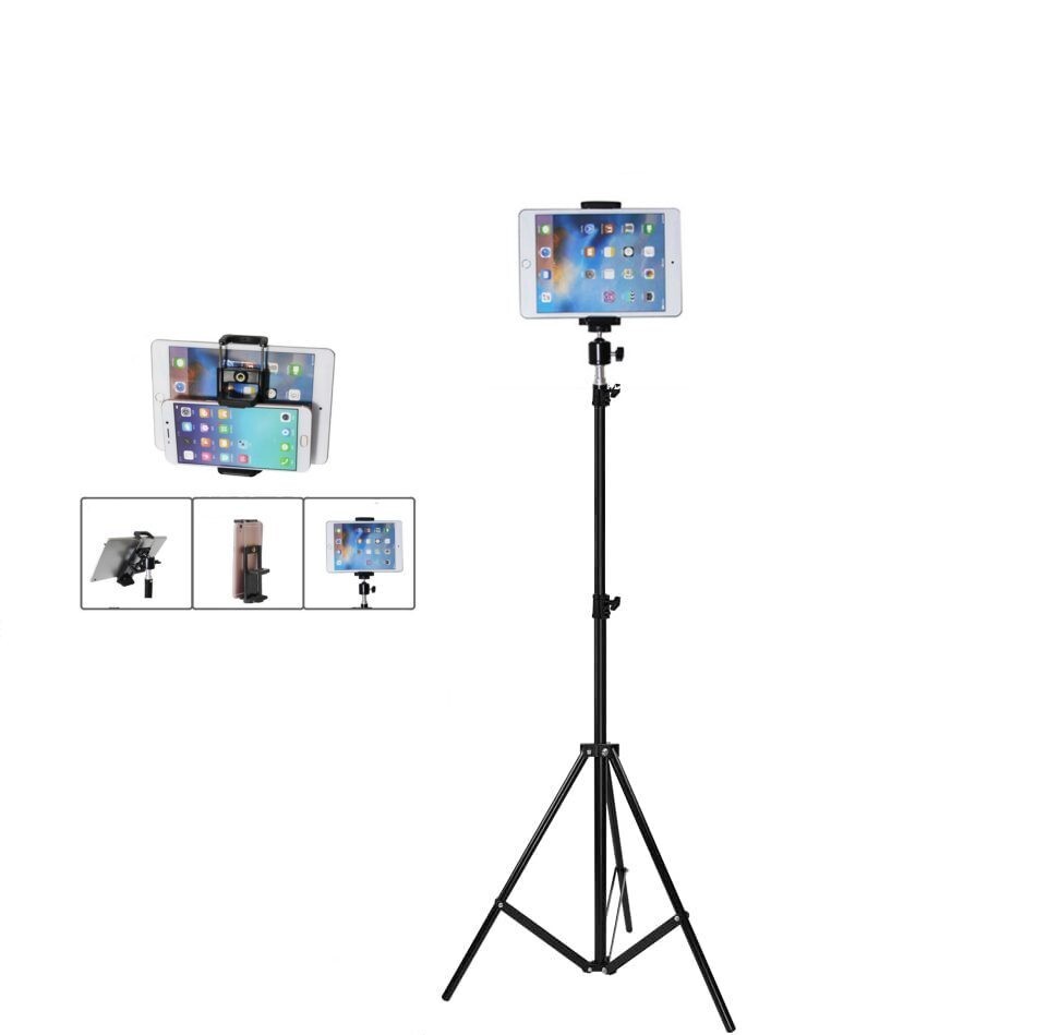 Fodoto 7 Ft/2m Adjustable Selfie Stand Tripod + Ball Head & Tablet/Phone Holder