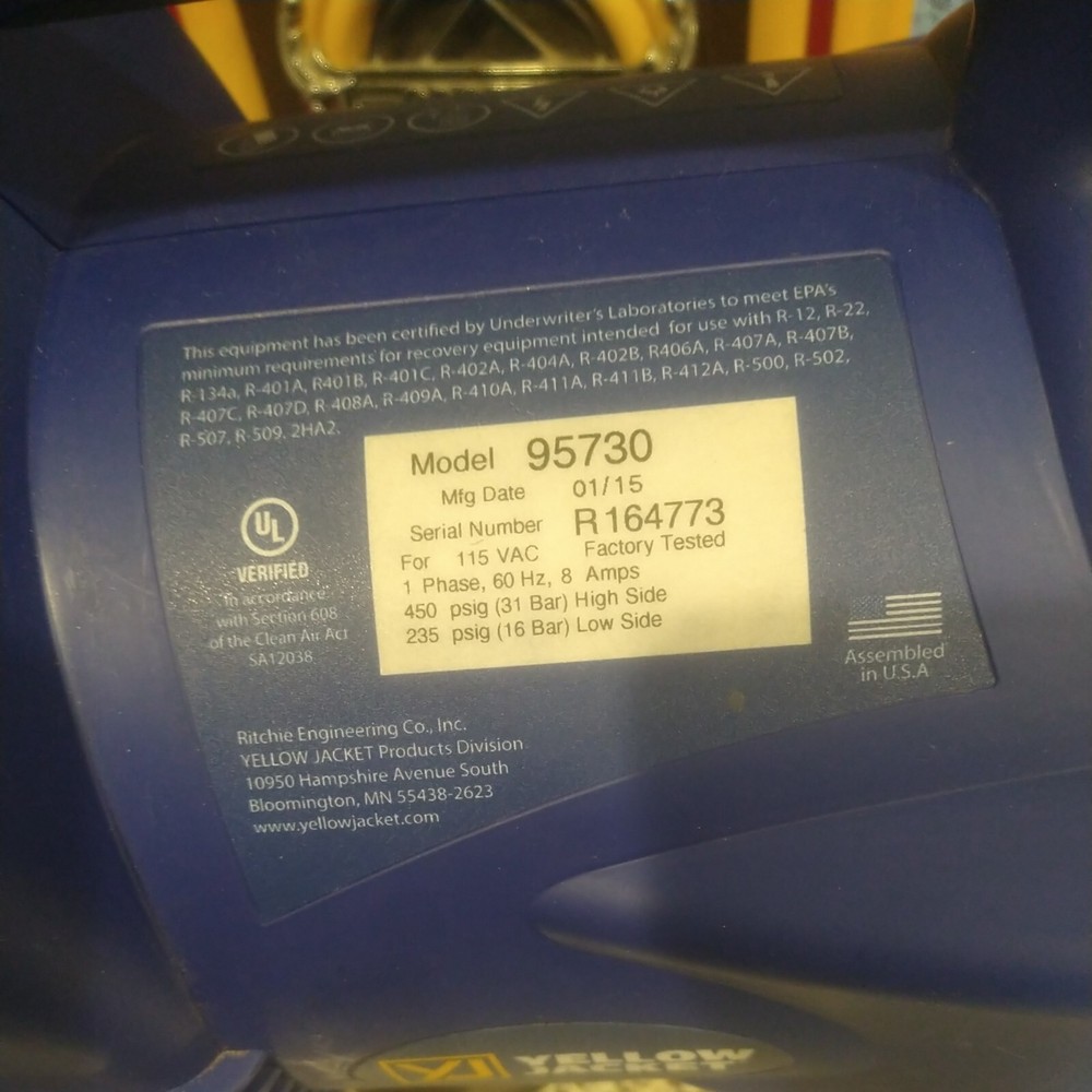 Yellow Jacket - Refrigerant Recovery Unit - 95730