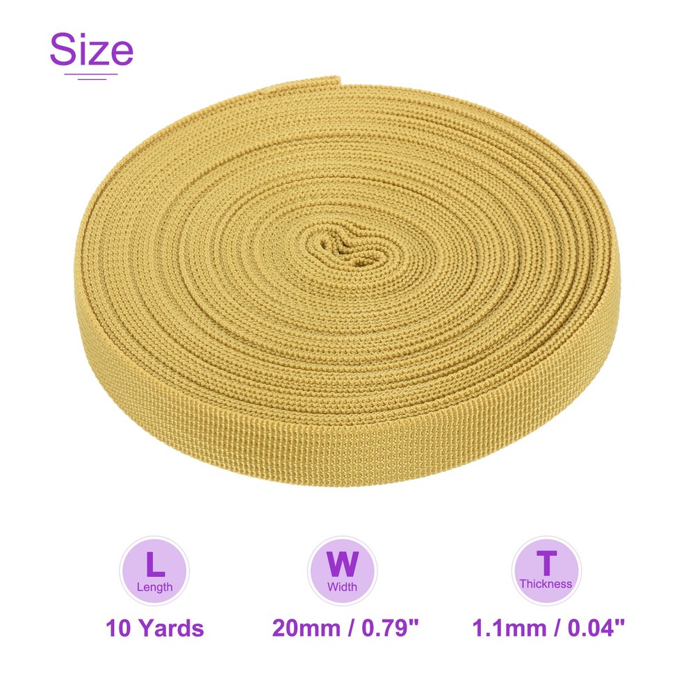 10Yard x 3/4" Width Nylon Webbing Strap Poly Flat Webbing Strapping Gold Tone