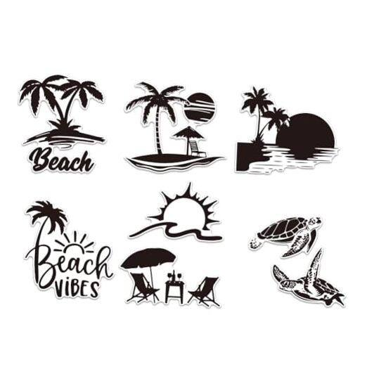 7pcs Reflective Car Sticker Ocean Beach Car Accessories Vehicles Summer Theme