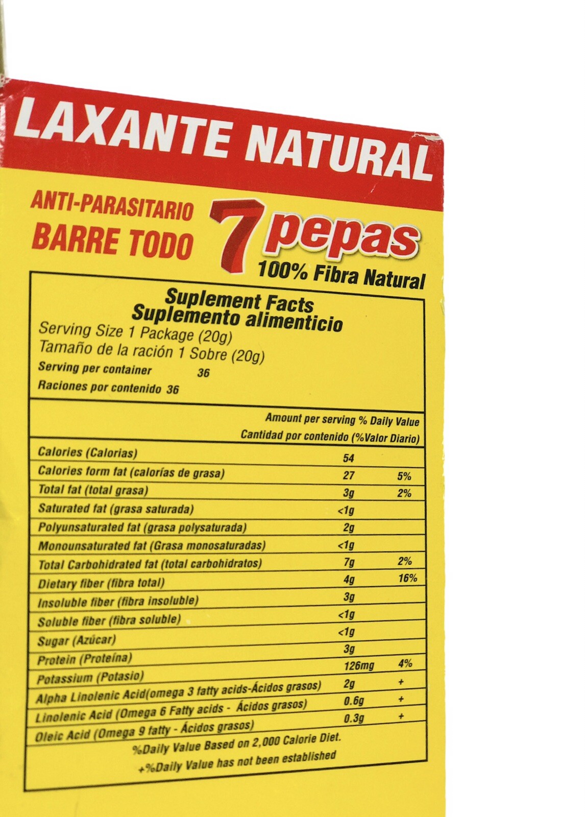 Desparasitante Laxante 7 Pepas 20g 100% Natural Limpia El Colon Purifica Sangre
