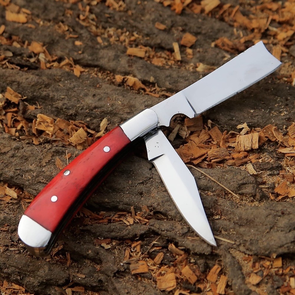 Two Blade Folding / Pocket Knife with ( Camel Bone Handle )