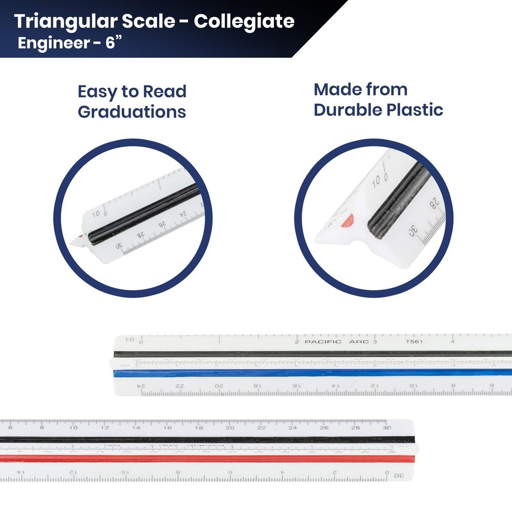 Pacific Arc Engineering Scale Ruler, 6" Ruler for 6 Inch, Engineer